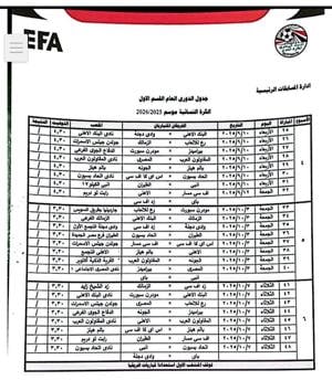 جدول مواعيد مباريات دورى الكرة النسائية  (6)