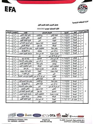 جدول مواعيد مباريات دورى الكرة النسائية  (1)