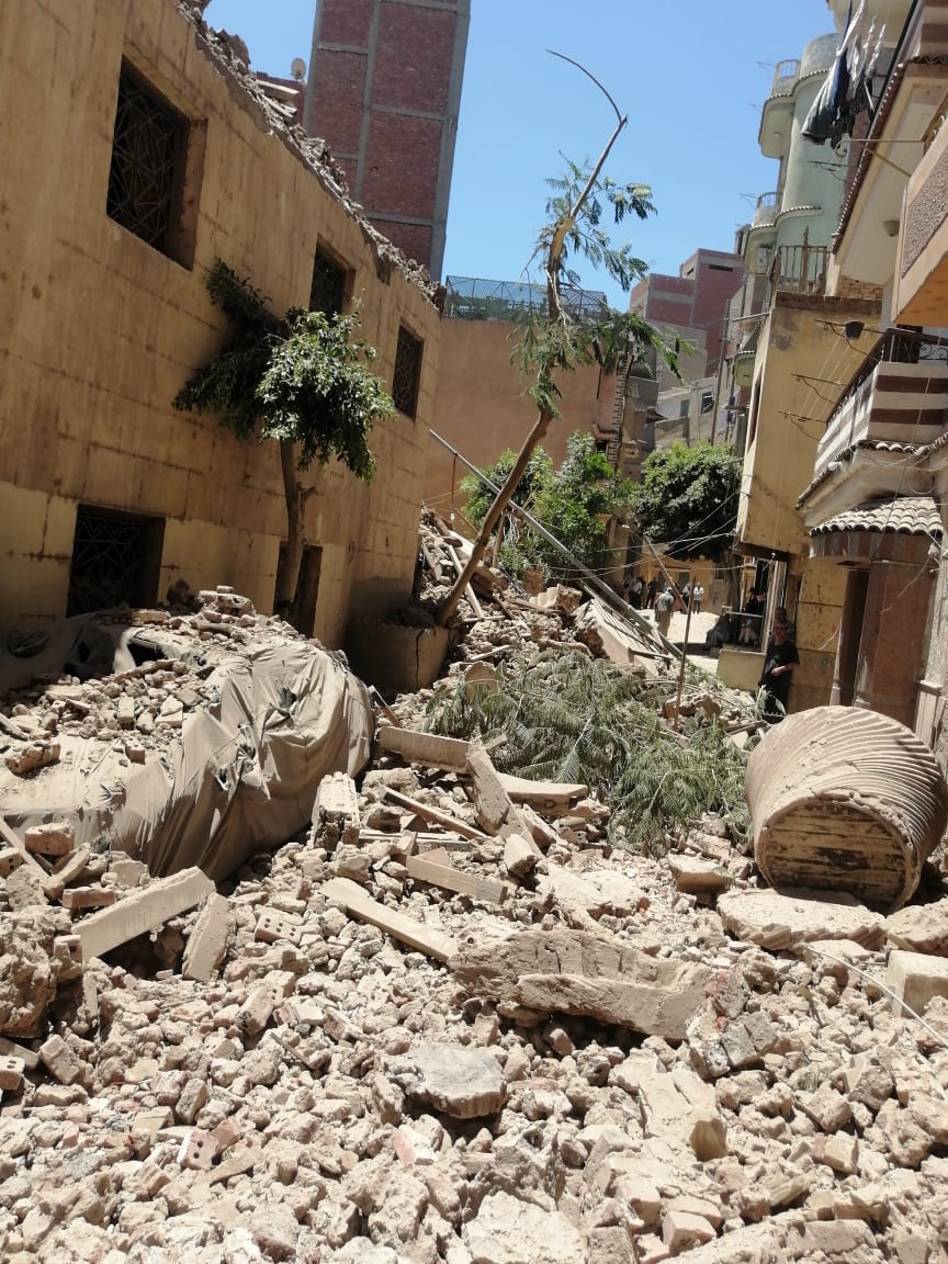 انهيار مئذنة مسجد سيدي سلامة بالغربية انهيار مئذنة مسجد سيدي سلامة بالغربية