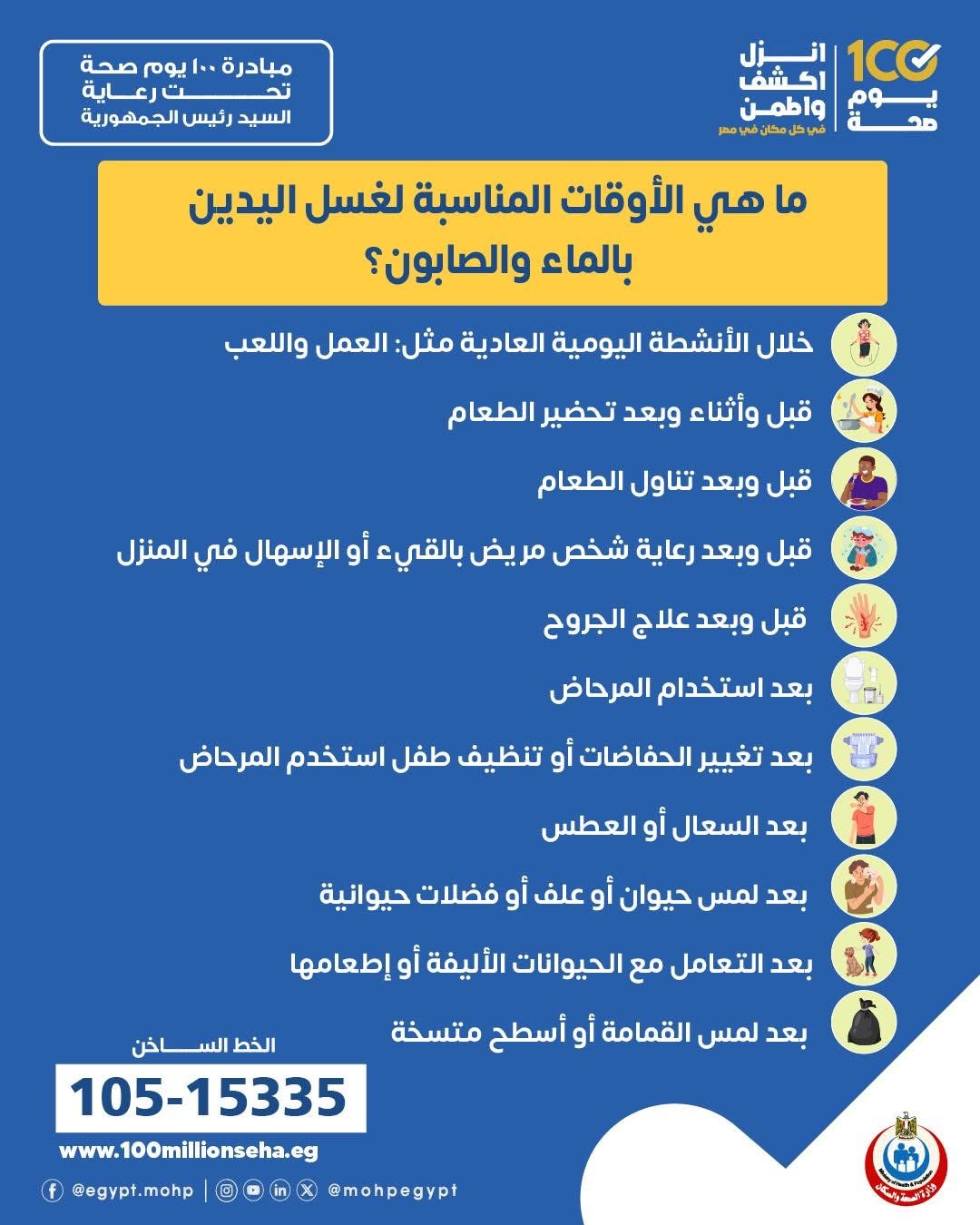 الأوقات المناسبة لغسل اليدين بالماء والصابون الأوقات المناسبة لغسل اليدين بالماء والصابون