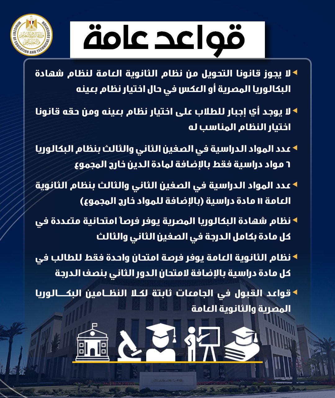 قواعد الثانوية العامة