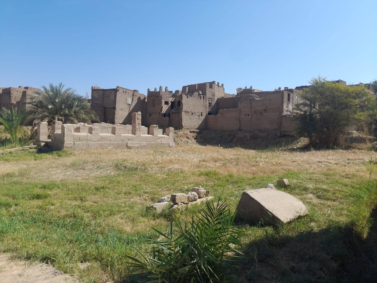 منطقة آثار الأقصر تزيل الحشائش والمخلفات لتنظيف معبد الطود