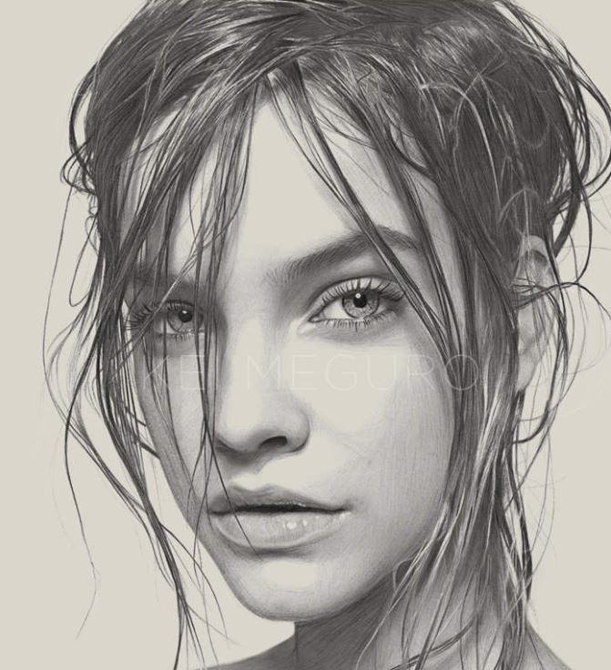 رسمة وجه بالقلم الرصاص