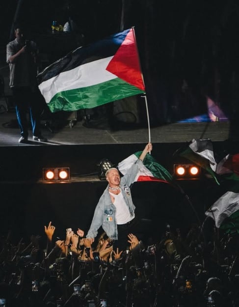 ماكليمور يرفع علم فلسطين فى إحدى حفلاته 2