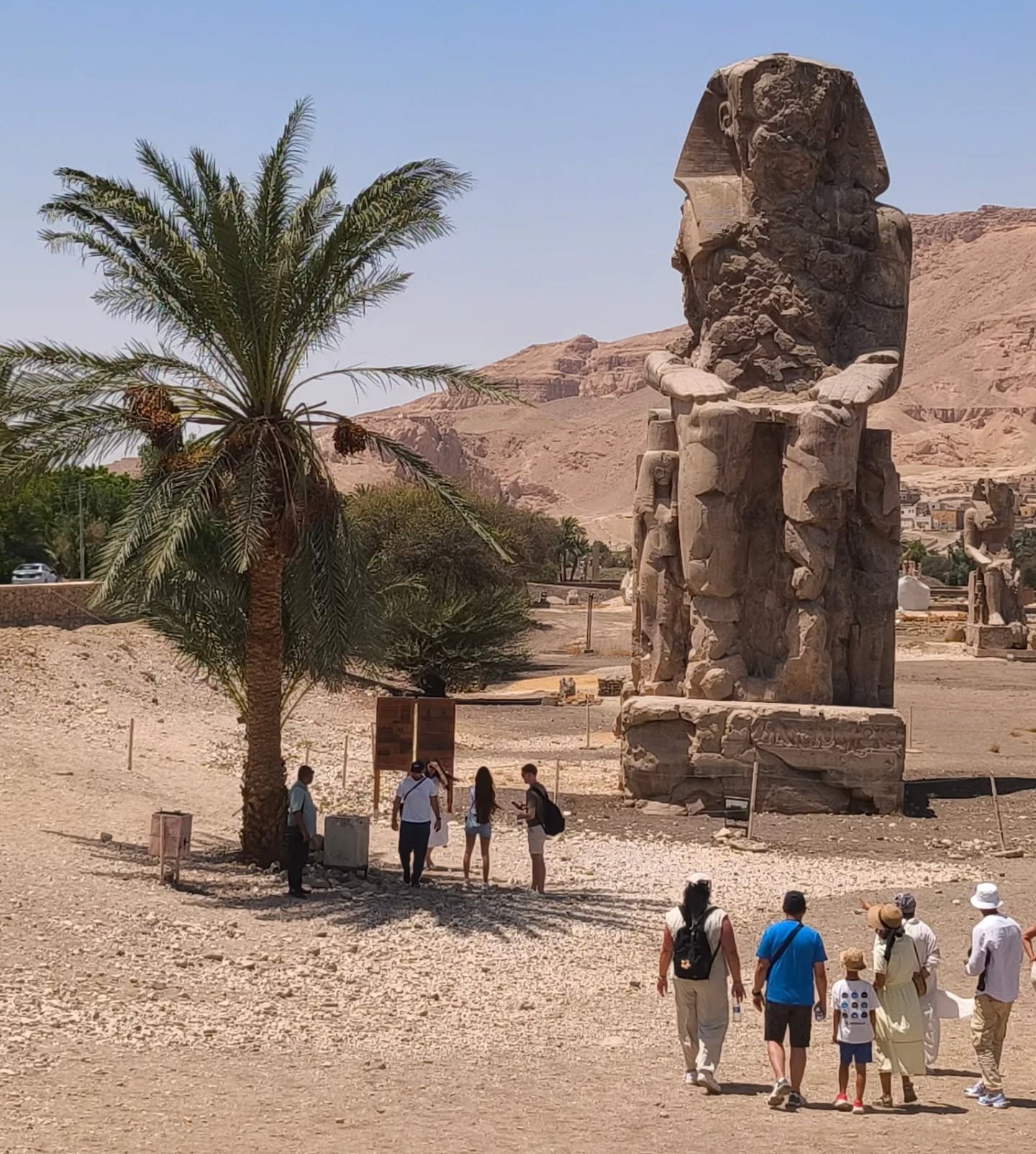 زيارات السائحين فى منطقة تمثالى ممنون غرب الأقصر زيارات السائحين فى منطقة تمثالى ممنون غرب الأقصر