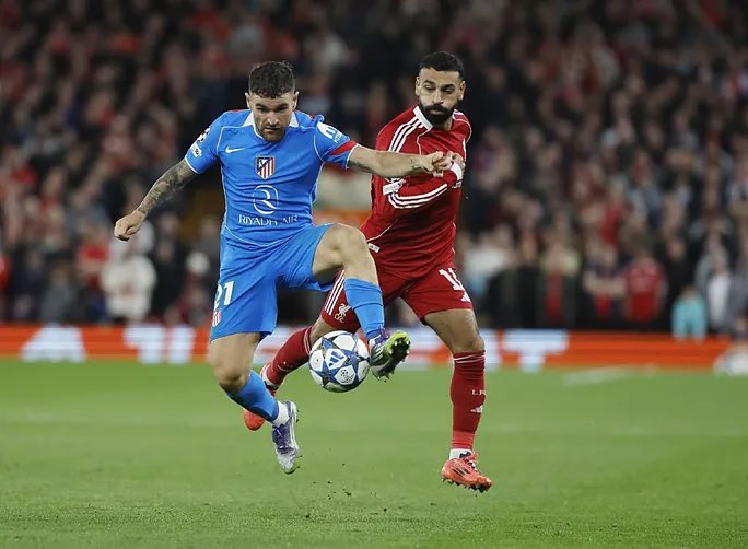 محمد صلاح في مباراة ليفربول ضد أتلتيكو مدريد