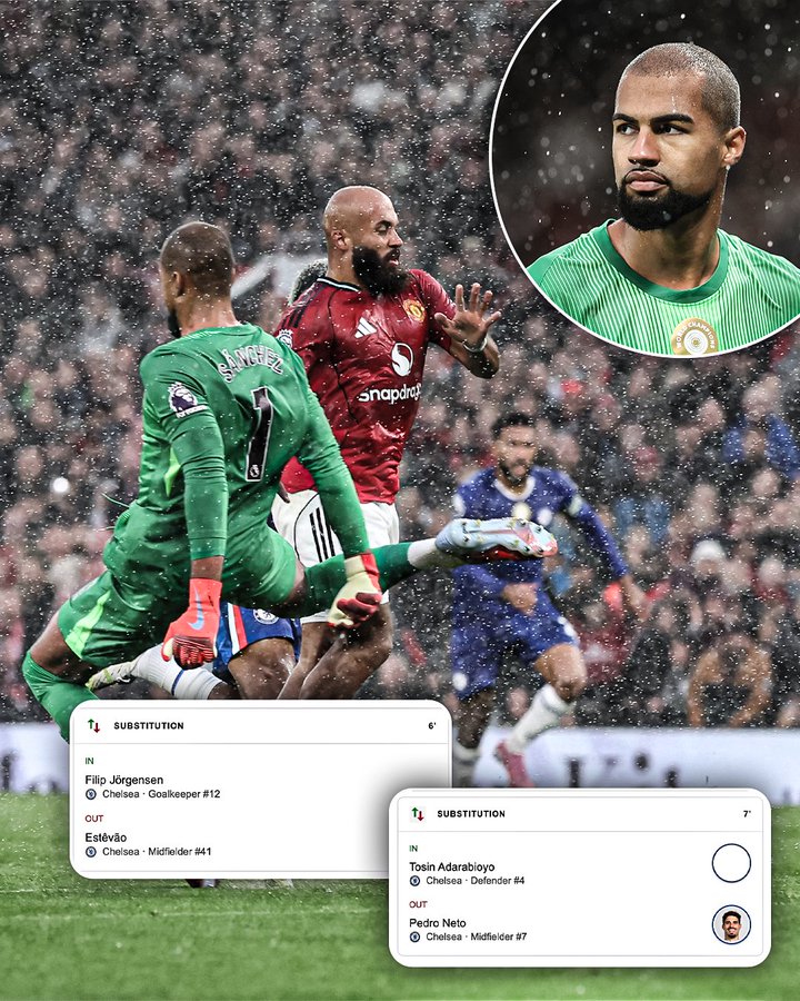 تم استبدال جناحي تشيلسي بعد مرور سبع دقائق فقط من الشوط الأول بعد حصول روبرت سانشيز على البطاقة الحمراء