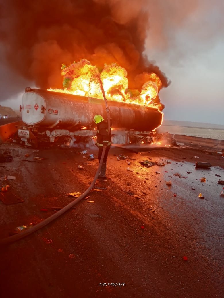 حريق سيارة مواد بترولية (4)
