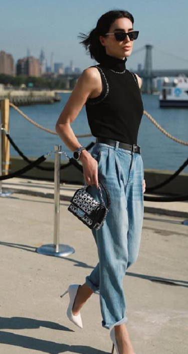 الجينز مع الكعب العالي