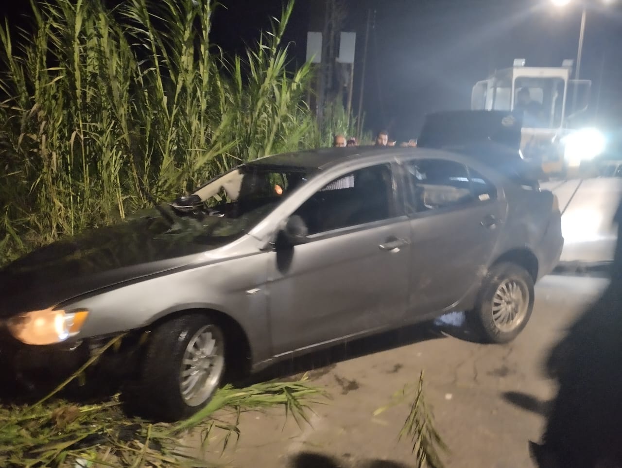 حادث انقلاب سيارة ملاكى بترعة بالمنصورة (1)