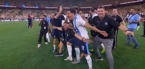 احتفالات لاعبى بيراميدز بالفوز على الأهلى السعودى