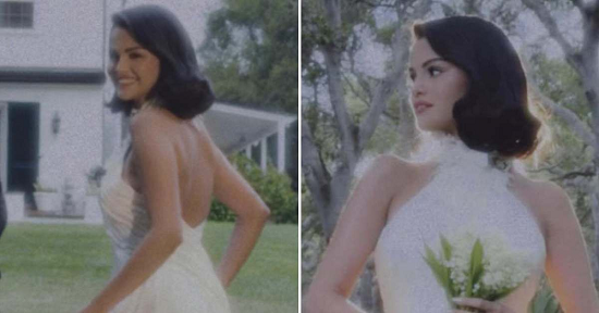 إطلالة سيلينا جوميز في حفل الزفاف مستوحاة من نجمات الخمسينات