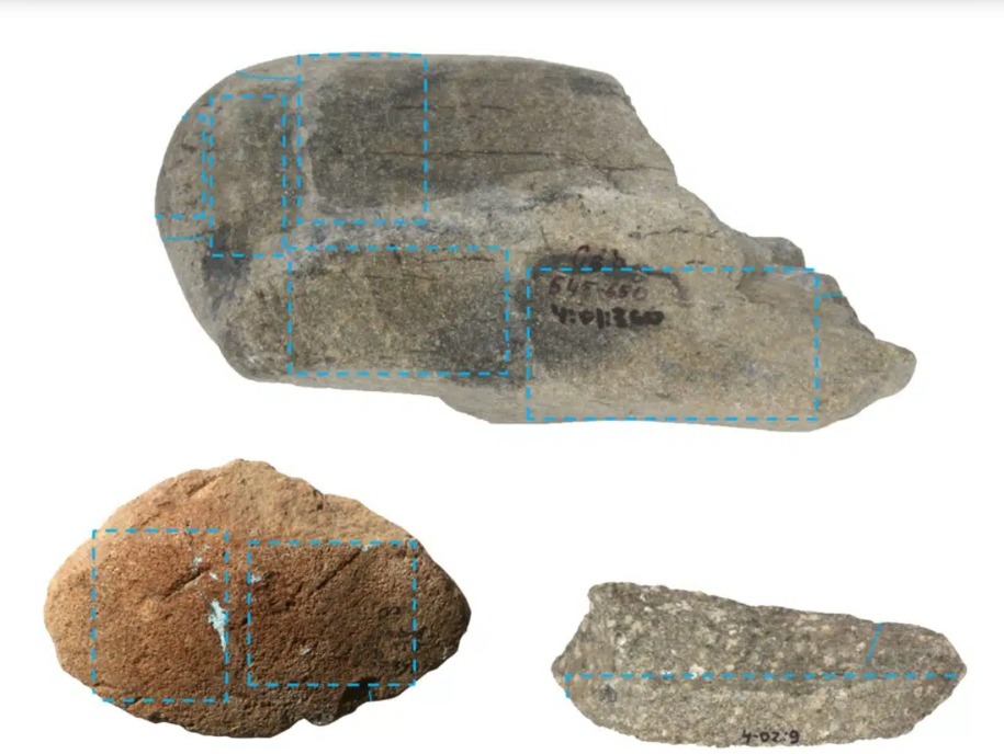 آثار الصبغة على الأدوات الحجرية
