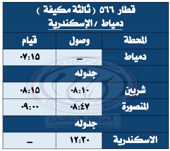 مواعيد القطارات على خط المنصورة بلقاس (4)