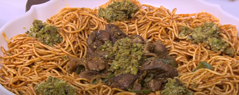 مكرونة بالكبد والقوانص 