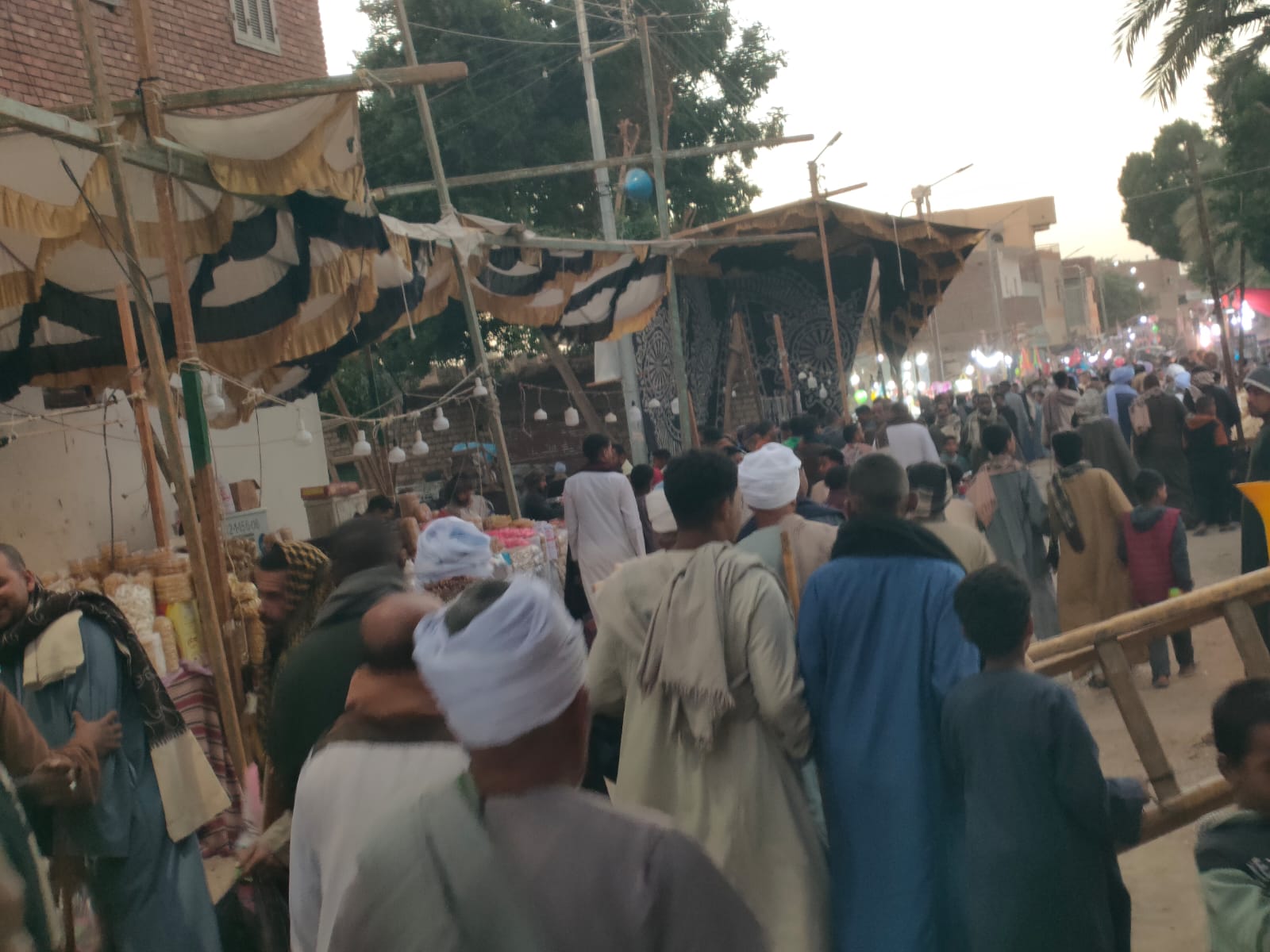 جانب من الإقبال المسائي على احتفالات المولد بقرية الدير