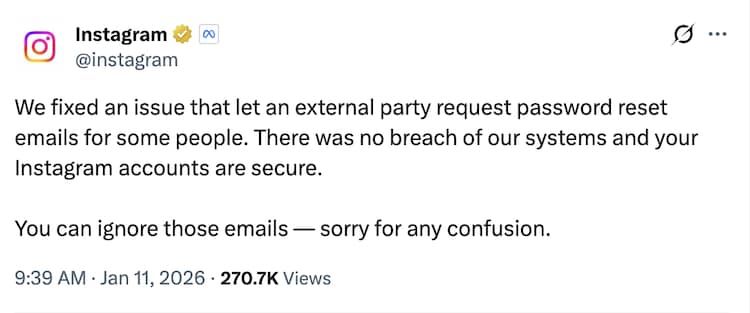 رسائل إعادة تعيين كلمة المرور تثير قلق مستخدمى إنستجرام حول العالم