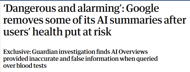 ازالة ملخصات ذكاء اصطناعى تحتوى على معلومات صحية خاطئة ازالة ملخصات ذكاء اصطناعى تحتوى على معلومات صحية خاطئة