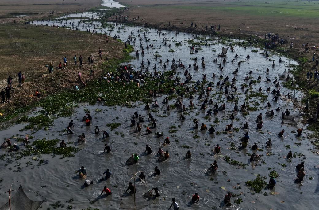 صيد جماعي في قرية صيد هندية بمناسبة نهاية موسم الحصاد (2)
