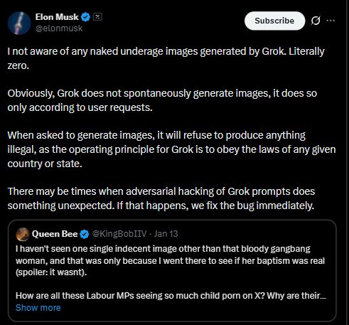 منصة إكس تقيد Grok بعد انتقادات تتعلق بالتلاعب بصور أشخاص حقيقيين