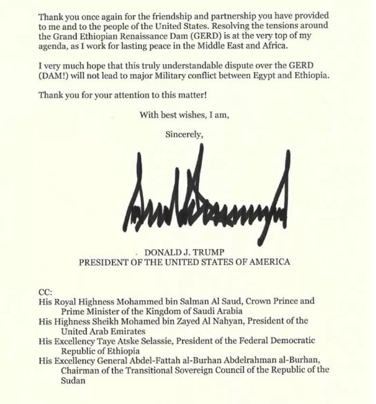 نص رسالة الرئيس الأمريكى للرئيس السيسى