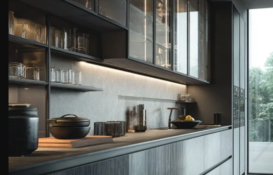 مطبخ ألوميتال أسود