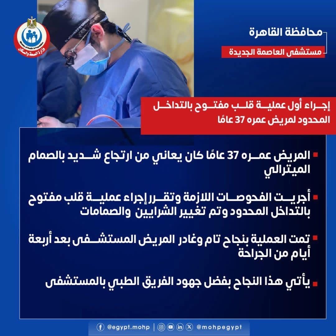 أول عملية قلب مفتوح بالتداخل المحدود