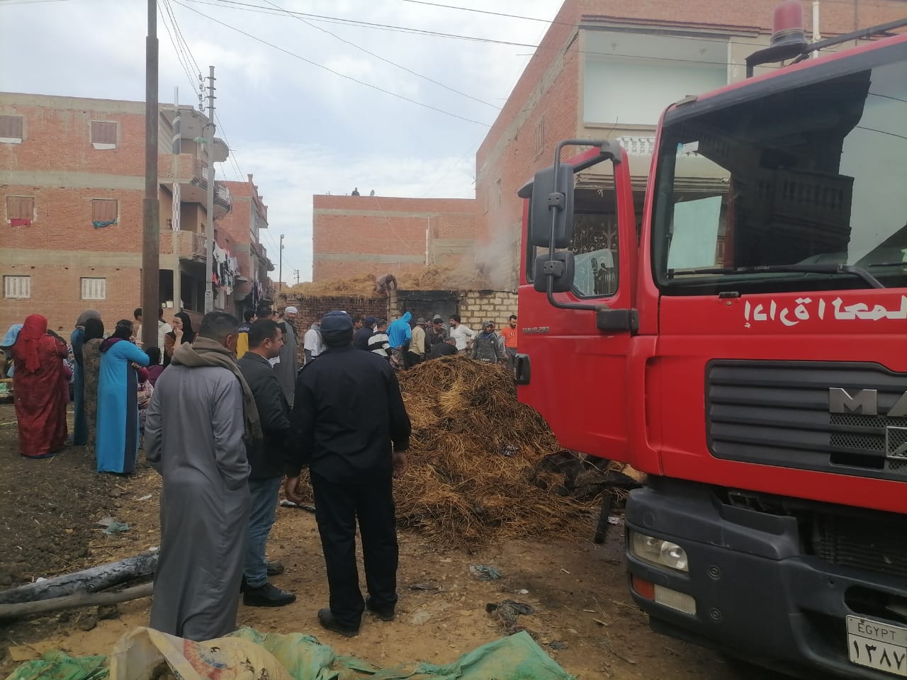 اخماد الحريق بمنزل بمدينة مسير بكفر الشيخ