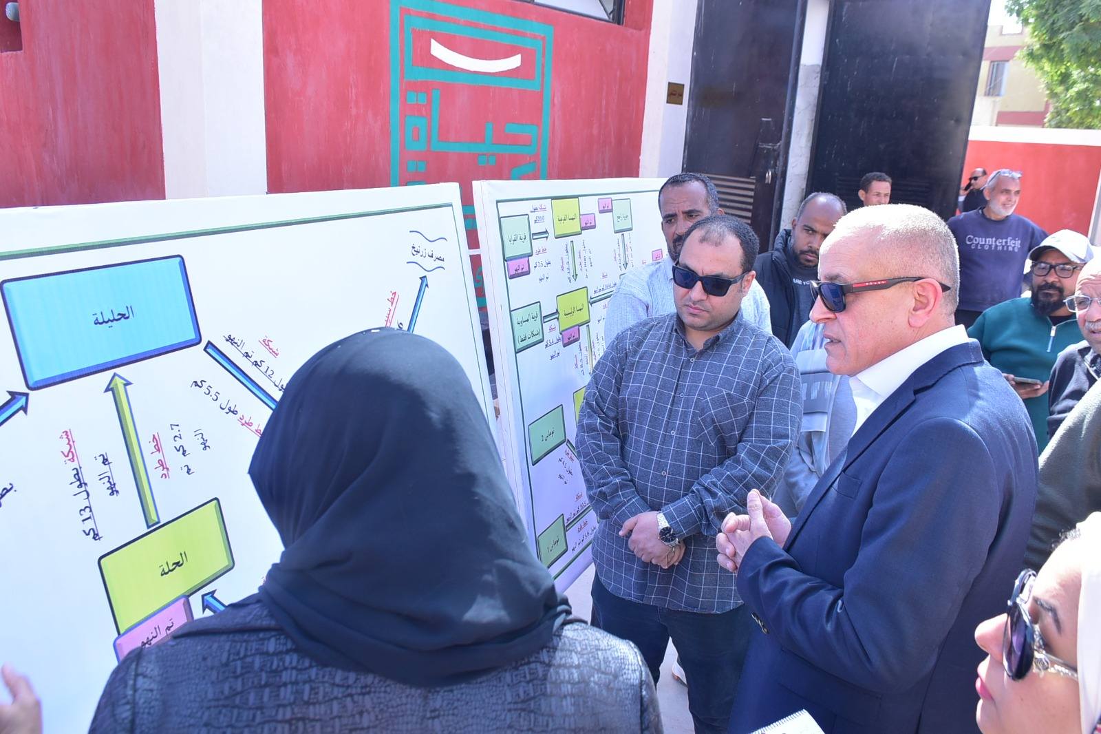 المحافظ يستمع إلى شرح تفصيلي لموقف محطات الصرف الصحى بشرق إسنا