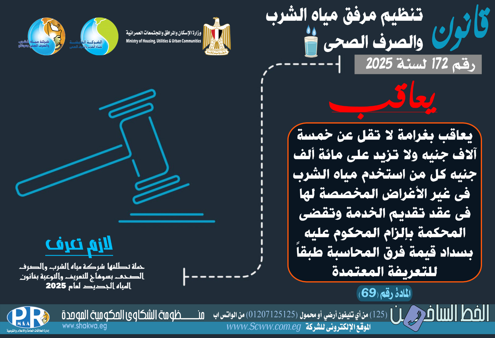 حملة تعريفية بقانون تنظيم مرافق الصرف الصحى