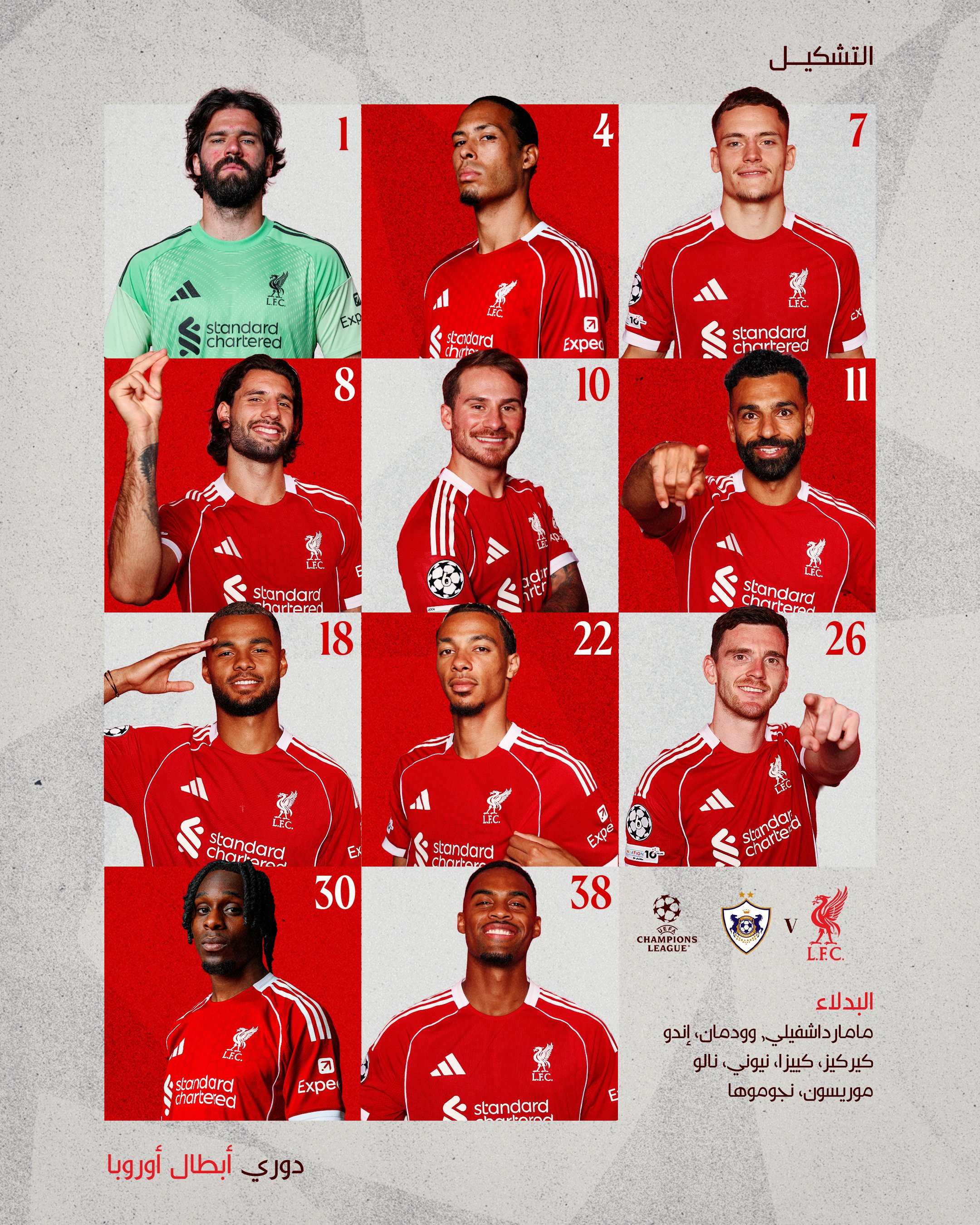 تشكيل ليفربول ضد قره باغ