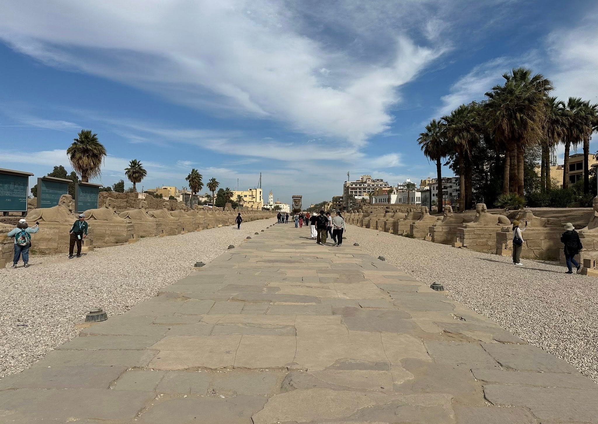 جانب من زيارات السائحين فى طريق الكباش الفرعونى