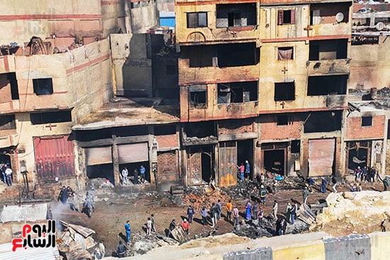 اثار حريق منطقة الزرايب بمنشاة ناصر