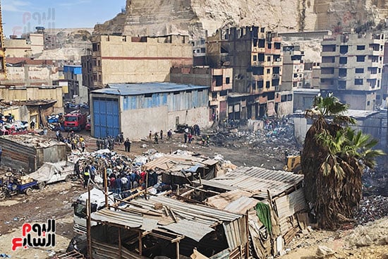 اثار الحريق في منطقة الزرايب