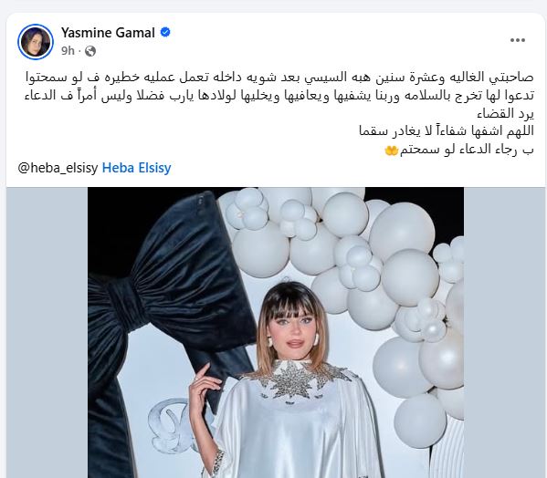 ياسمين جمال تكشف حالة هبة السيسي