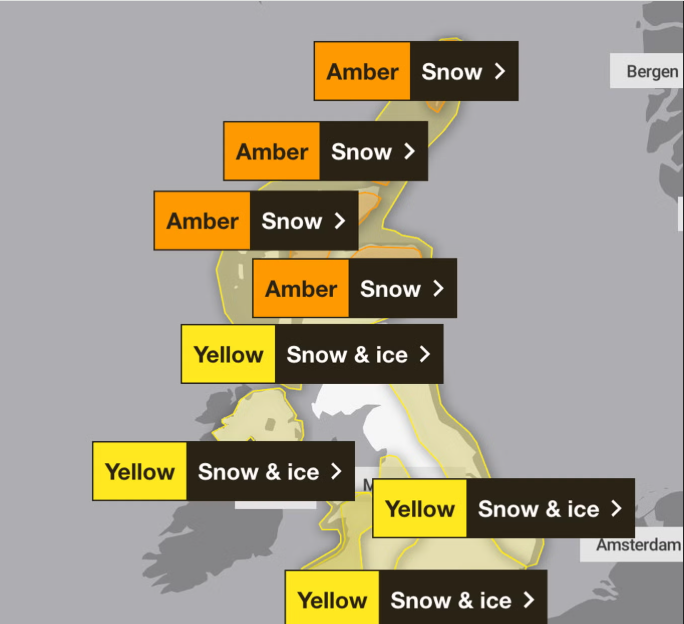 التحذيرات البرتقالية والصفراء