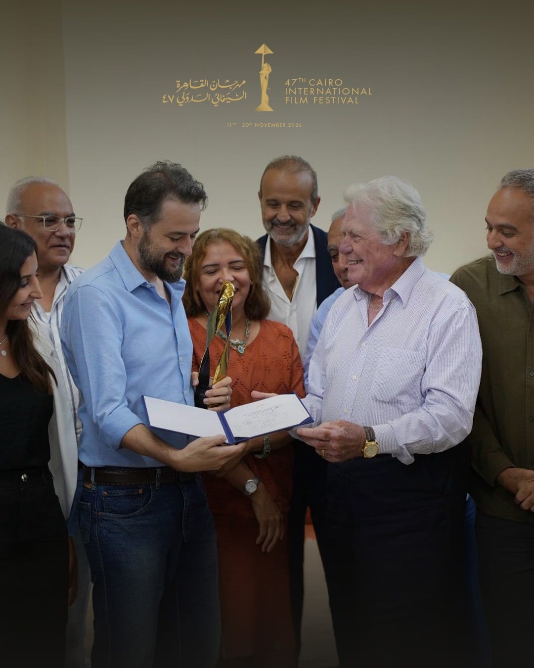 حسين فهمي وفريق فيلم القصص
