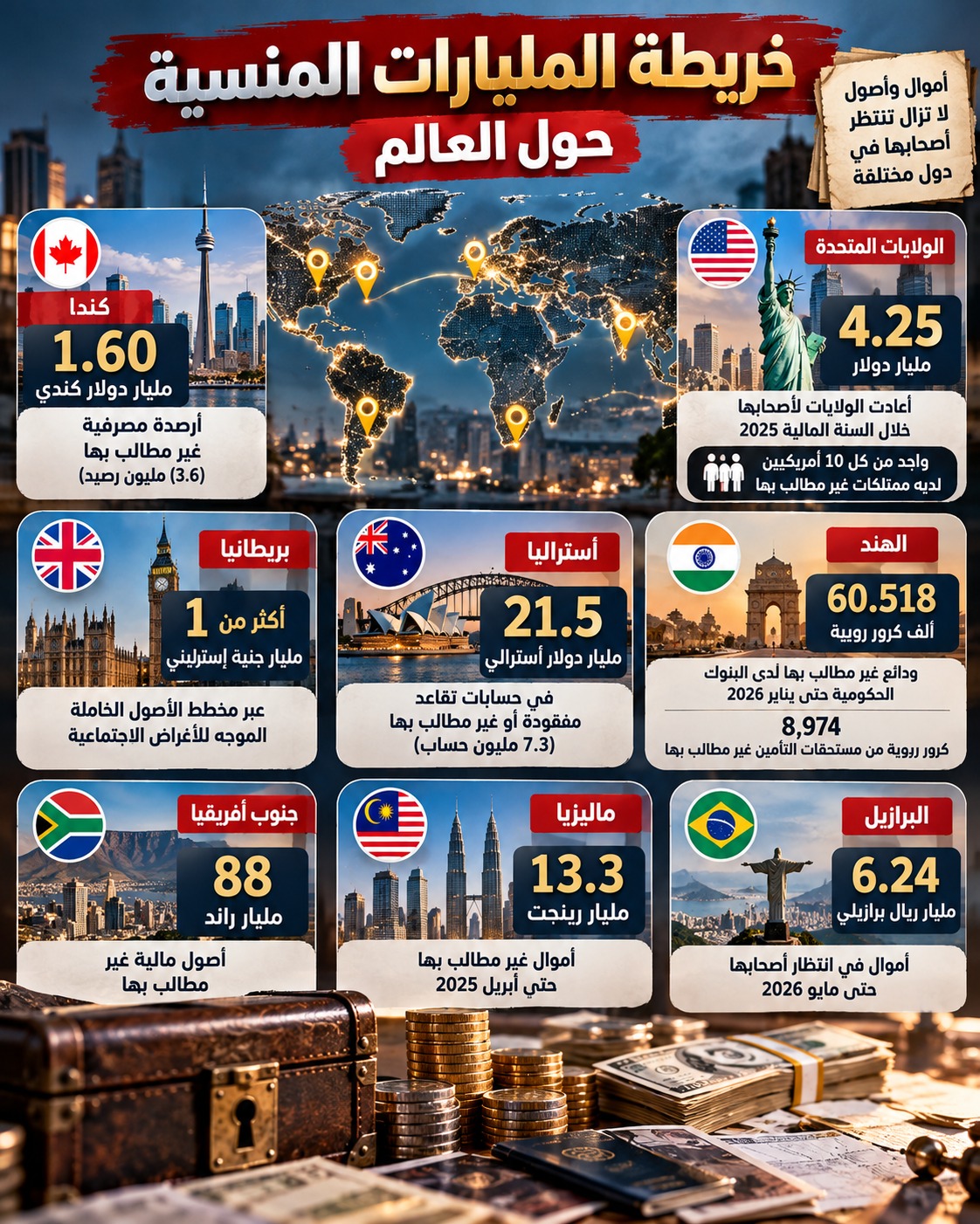 خريطة المليارات المنسية حول العالم