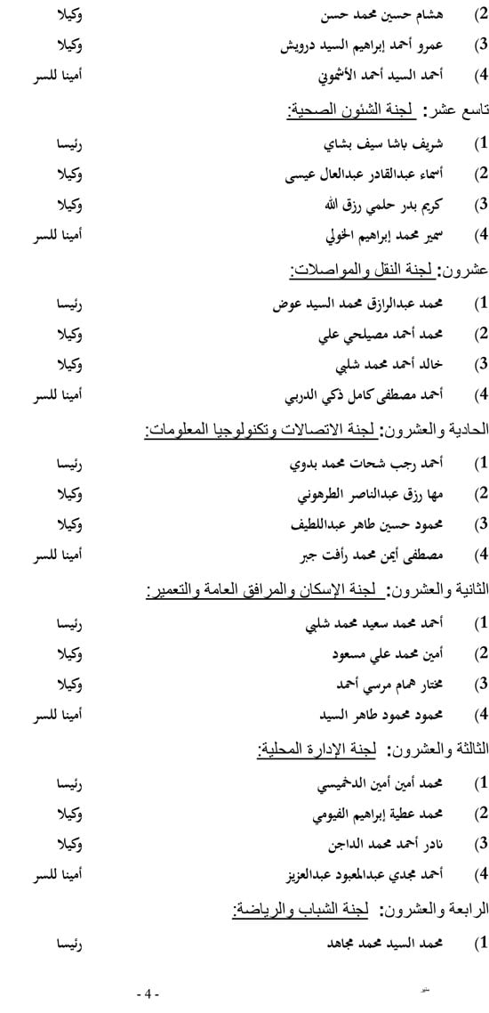 تشكيل هيئات مكاتب اللجان النوعية للنواب  (4)