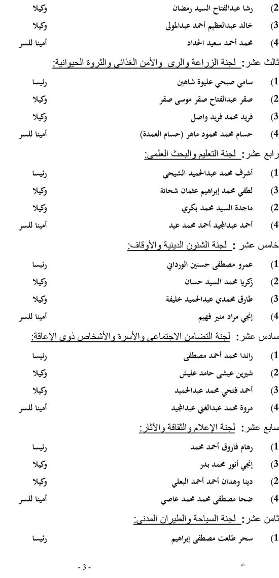تشكيل هيئات مكاتب اللجان النوعية للنواب  (3)