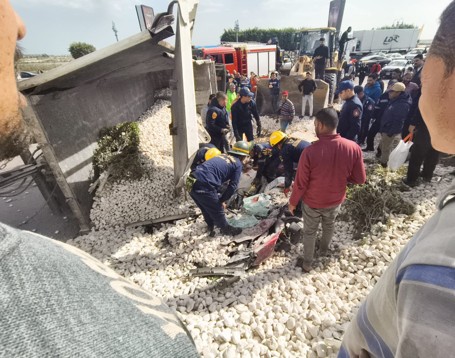 انقلاب سيارة نقل تريلا الإسكندرية