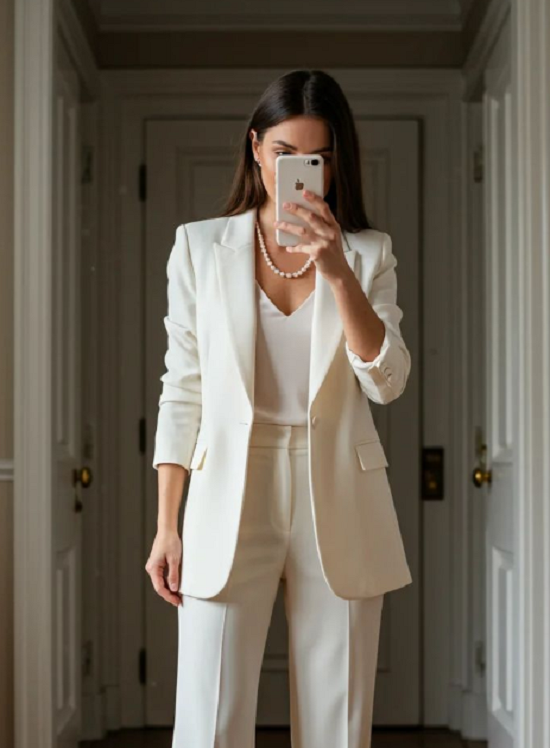 بدلة كريمي اللون