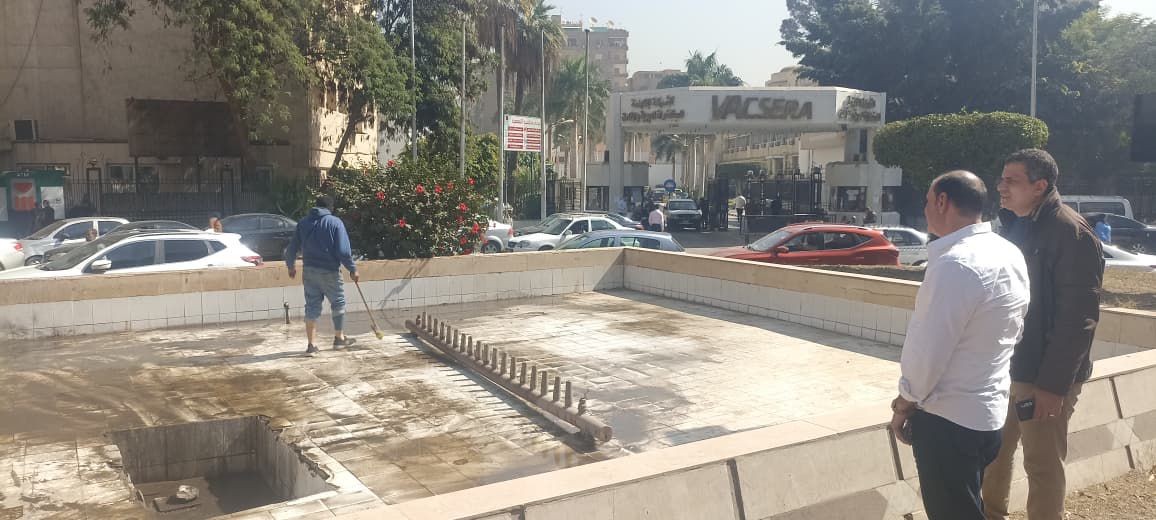 تطوير الجزيرة الوسطى بميدان مصطفى محمود وتشغيل نافورة المصل واللقاح بالعجوزة