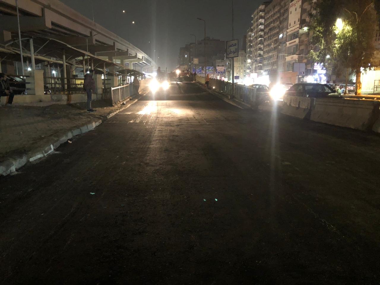 أعمال رصف مطلع كوبرى أرض اللواء