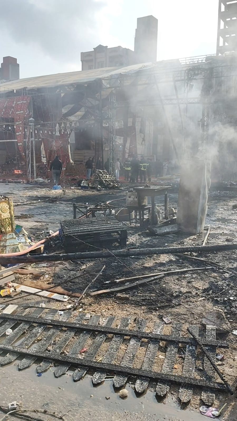 إحتراق شادر فوانيس بمنطقة بوابة توشكي بالمنصورة