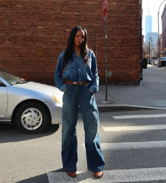 بنطلون واسع مع جينز