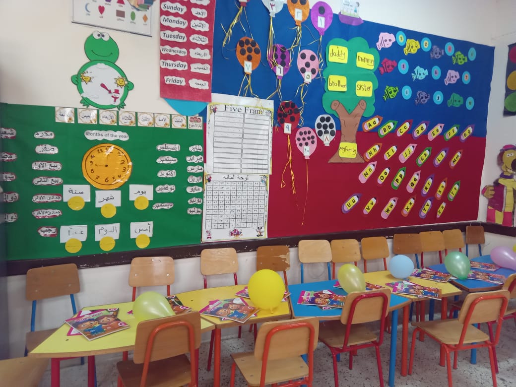 وضع بلالين داخل فصول رياض الاطفال