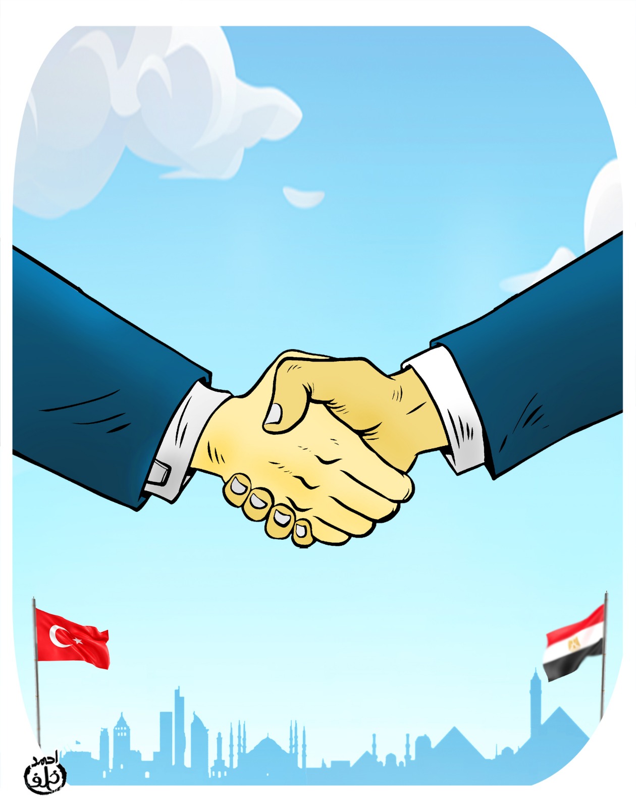 كاريكاتير «اليوم السابع» يسلط الضوء على زيارة الرئيس التركى للقاهرة