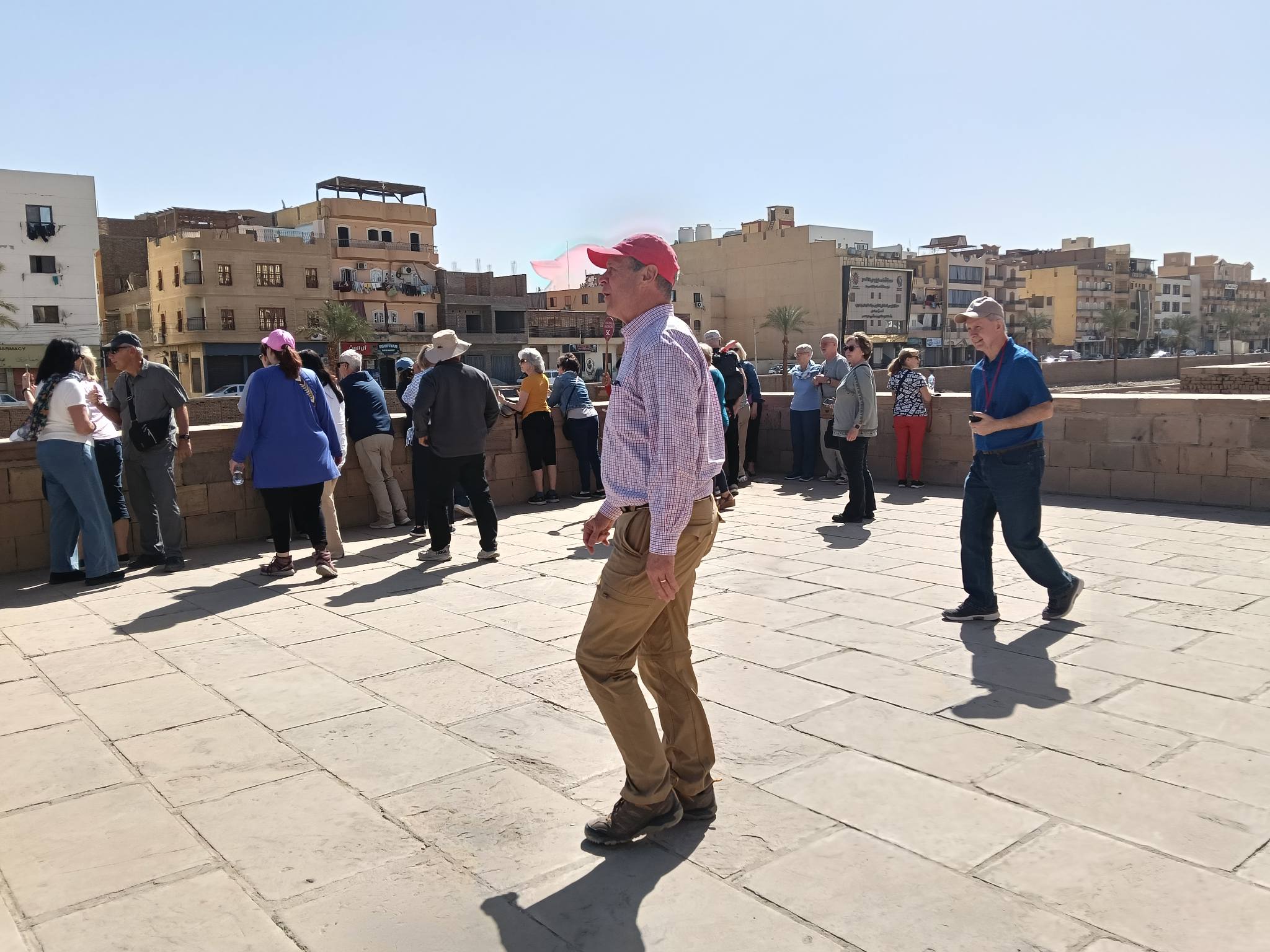 استمتاع السياح على طريق الكباش بمكتبة مصر العامة في الأقصر