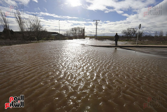 منطقة غمرتها الفيضانات بالقرب من مدينة سالامانكا نتيجة الأمطار الغزيرة